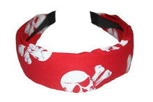 Load image into Gallery viewer, Cloth Pirate Skull and Crossbones Hair Band (Various Colours) - A
